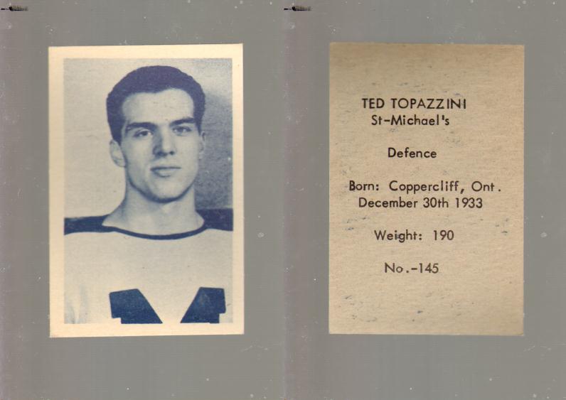 1952-53 OHL ANONYMOUS HOCKEY CARD #145 T. TOPAZZINI photo