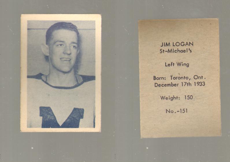 1952-53 OHL ANONYMOUS HOCKEY CARD #151 J. LOGAN photo