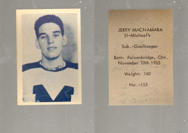 1952-53 OHL ANONYMOUS HOCKEY CARD #153 J. MACNAMARA photo