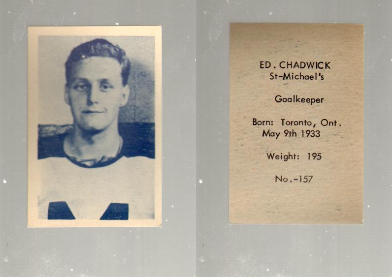 1952-53 OHL ANONYMOUS HOCKEY CARD #157 ED. CHADWICK photo