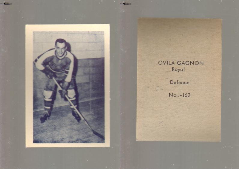 1952-53 OHL ANONYMOUS HOCKEY CARD #162 O. GAGNON photo