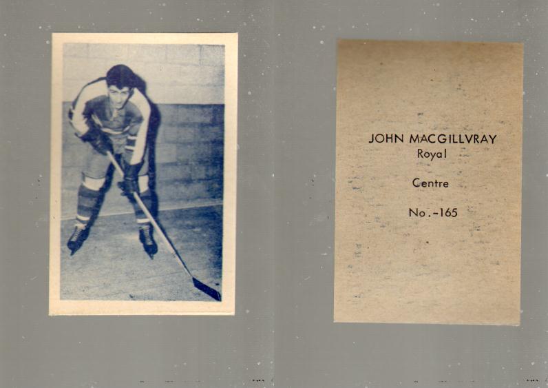 1952-53 OHL ANONYMOUS HOCKEY CARD #165 J. MACGILLVRAY photo