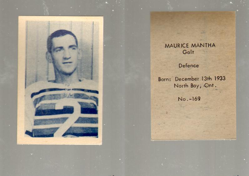 1952-53 OHL ANONYMOUS HOCKEY CARD #169 M. MANTHA photo