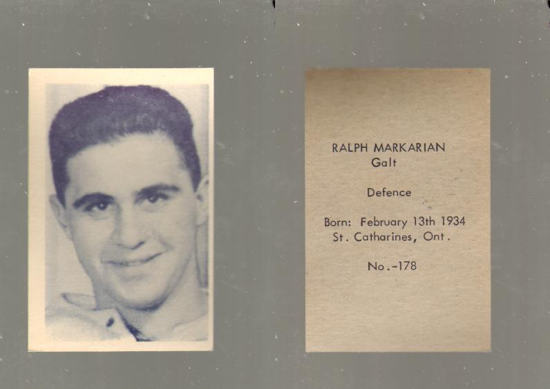 1952-53 OHL ANONYMOUS HOCKEY CARD #178 R. MARKARIAN photo