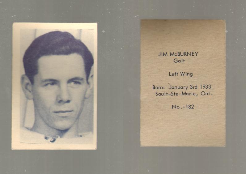 1952-53 OHL ANONYMOUS HOCKEY CARD #182 J. McBURNEY photo