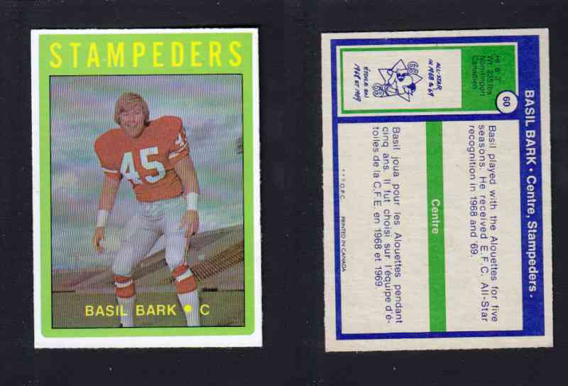 1972 CFL O-PEE-CHEE FOOTBALL CARD #60 B. BARK photo