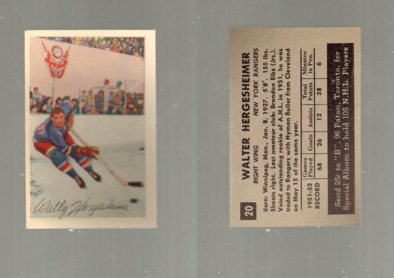 1952-53 PARKHURST HOCKEY CARD #20 W. HERGESHEIMER photo