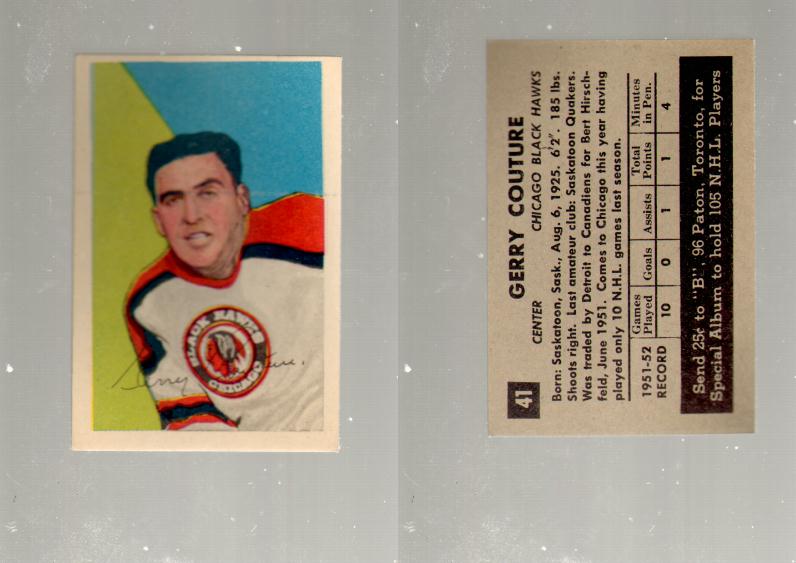 1952-53 PARKHURST HOCKEY CARD #41 G. COUTURE photo