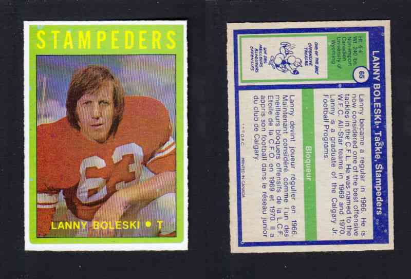 1972 CFL O-PEE-CHEE FOOTBALL CARD #65 L. BOLESKI photo