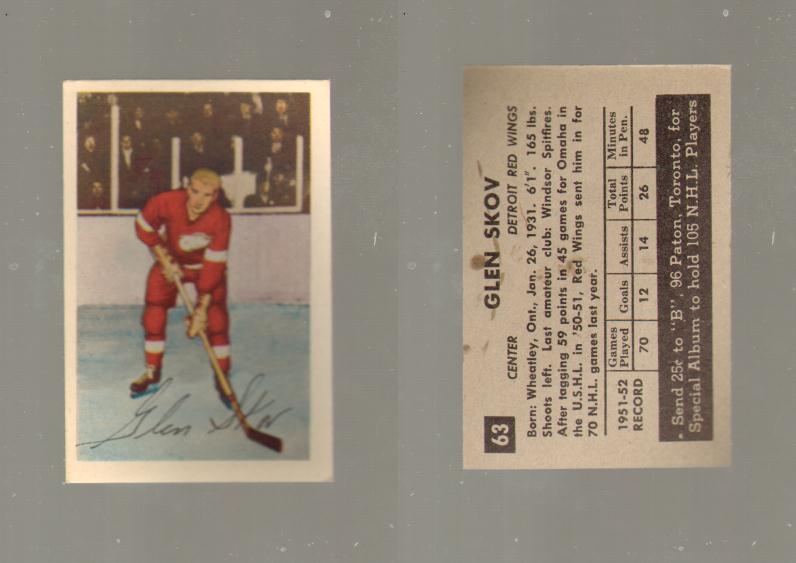 1952-53 PARKHURST HOCKEY CARD #63 G. SKOV photo