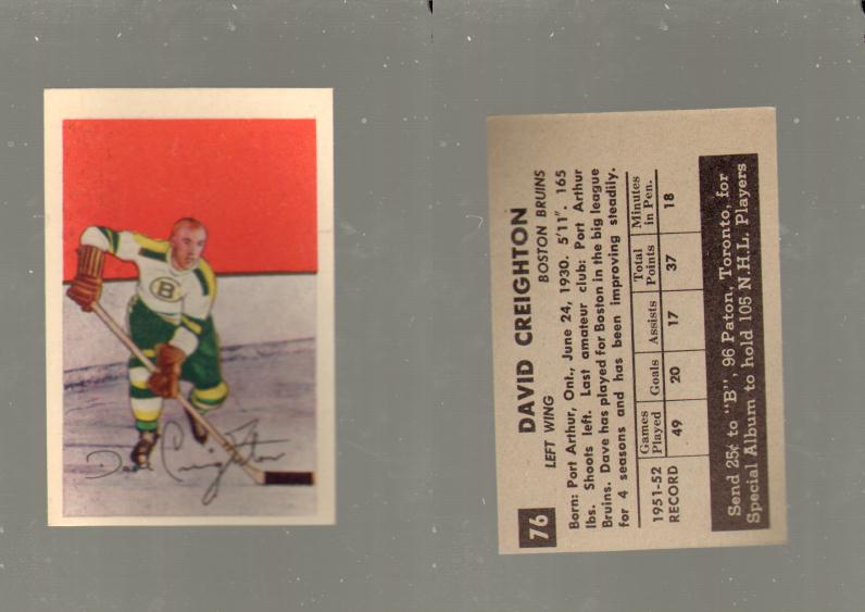 1952-53 PARKHURST HOCKEY CARD #76 D. CREIGHTON photo