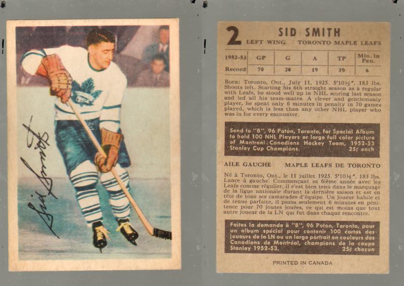 1953-54 PARKHURST HOCKEY CARD #2 S. SMITH photo