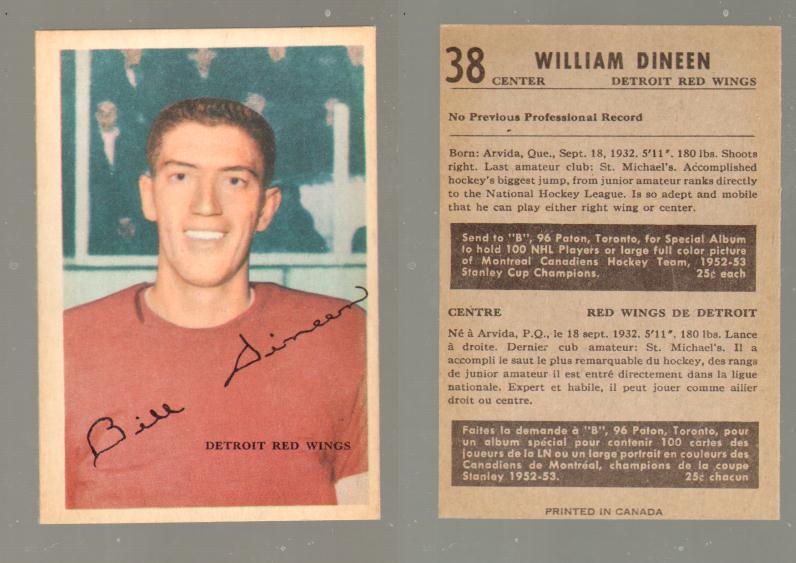 1953-54 PARKHURST HOCKEY CARD #38 W. DINEEN photo