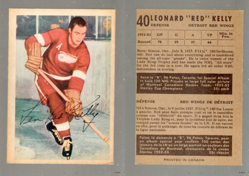 1953-54 PARKHURST HOCKEY CARD #40 R. KELLY photo