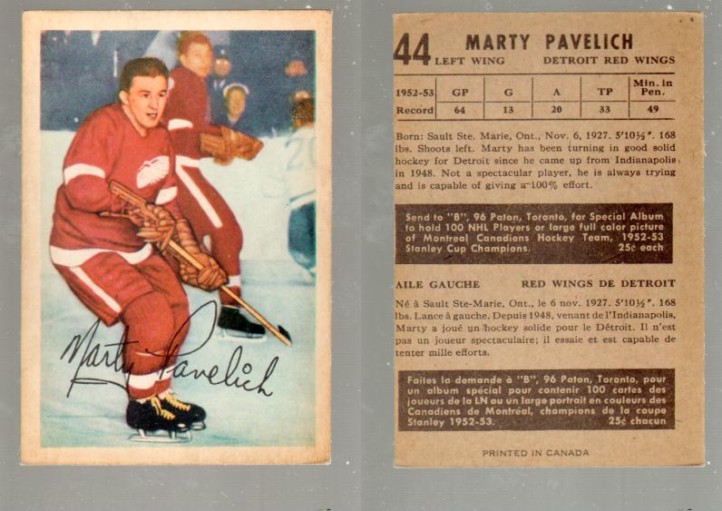 1953-54 PARKHURST HOCKEY CARD #44 M. PAVELICH photo