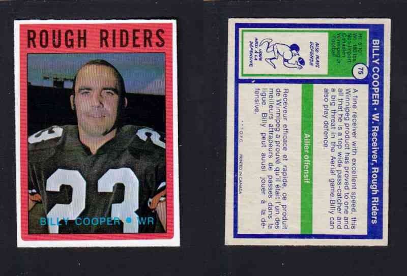 1972 CFL O-PEE-CHEE FOOTBALL CARD #75 B. COOPER photo