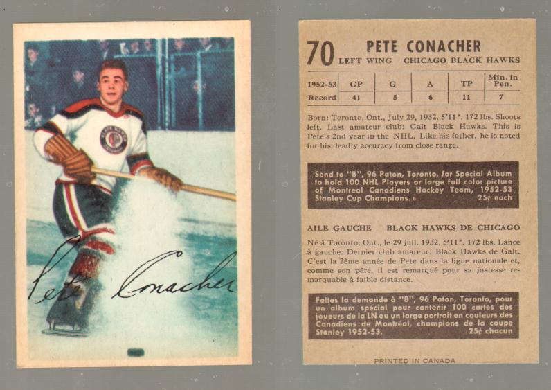 1953-54 PARKHURST HOCKEY CARD #70 P. CONACHER photo