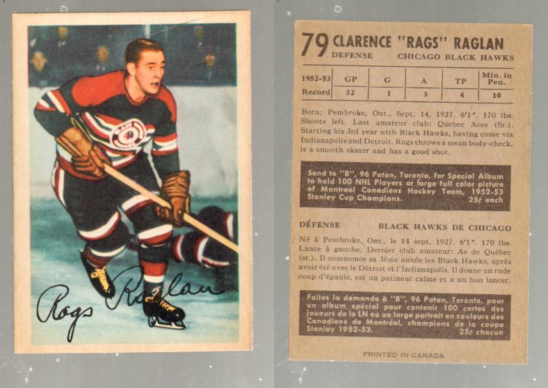 1953-54 PARKHURST HOCKEY CARD #79 C. RAGLAN photo