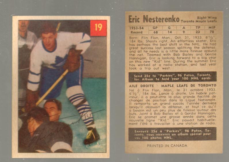 CS75185048 :: 1954-55 PARKHURST HOCKEY CARD #19 E. NESTERENKO - CAPITAL ...