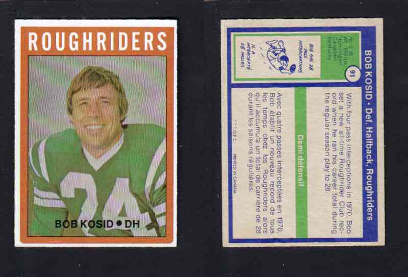 1972 CFL O-PEE-CHEE FOOTBALL CARD #91 B. KOSID photo