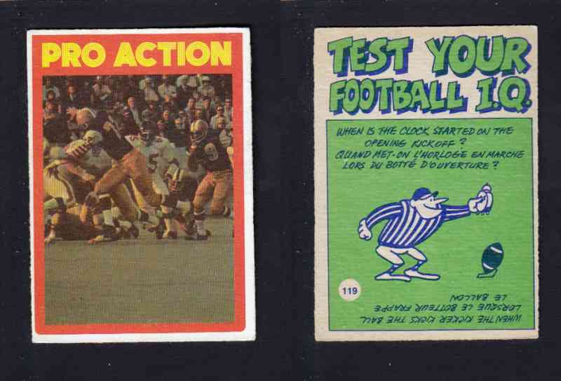 1972 CFL O-PEE-CHEE FOOTBALL CARD #119 PRO ACTION photo