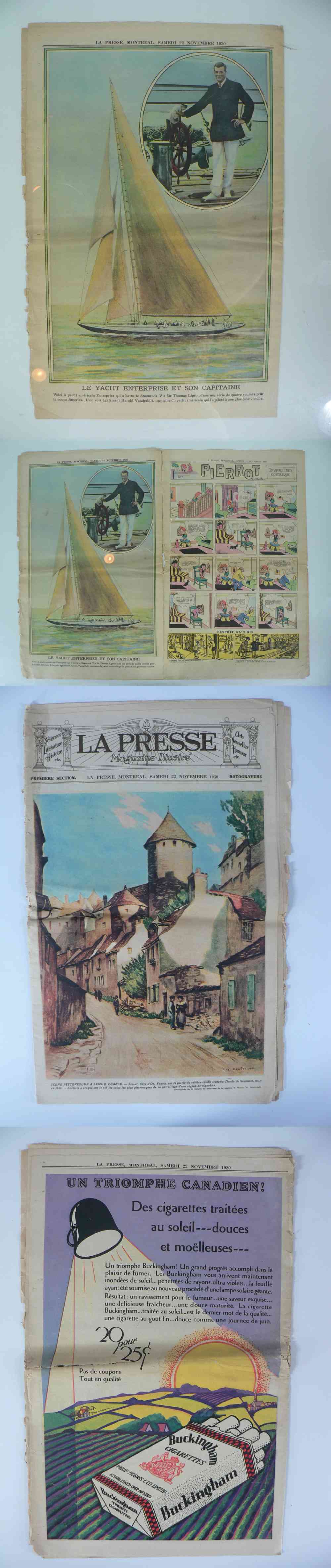 1930 LAPRESSE FULL NEWSPAPER INSIDE PHOTO T. LIPTON photo