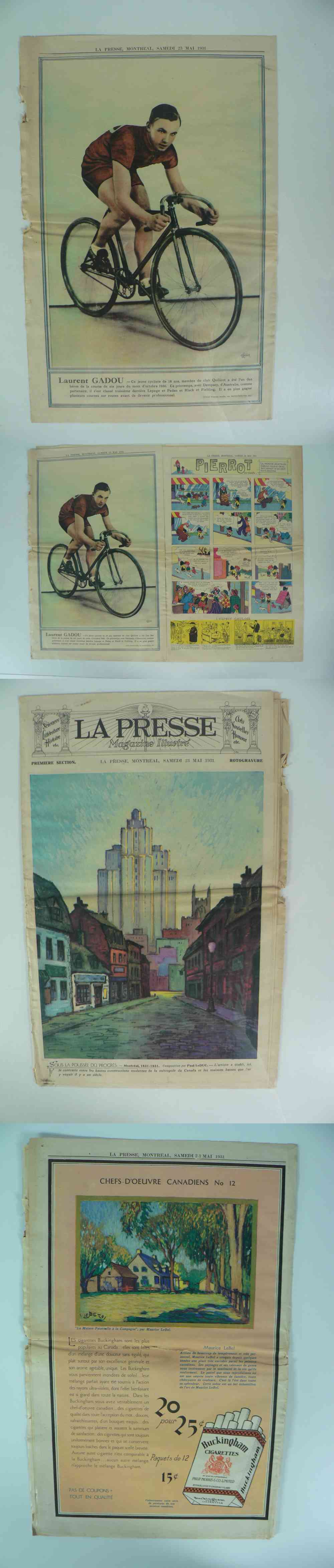 1931 LAPRESSE FULL NEWSPAPER INSIDE PHOTO L. GADOU photo