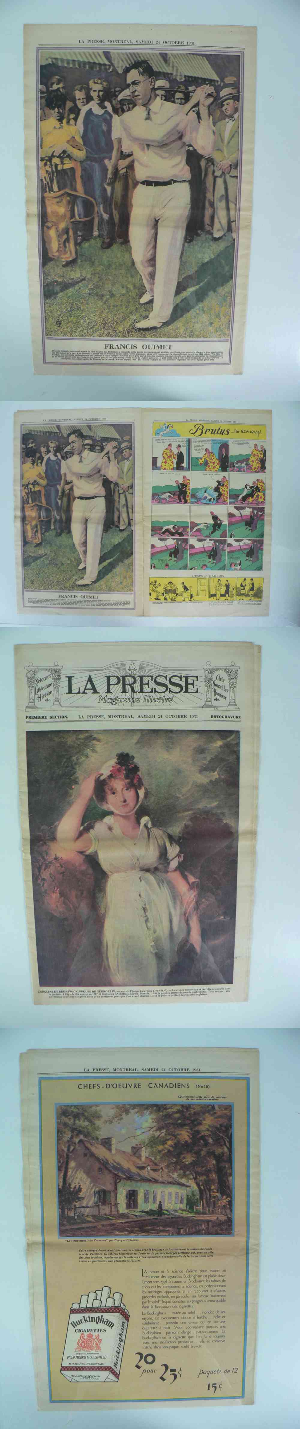 1931 LA PRESSE FULL NEWSPAPER INSIDE PHOTO F. OUIMET photo