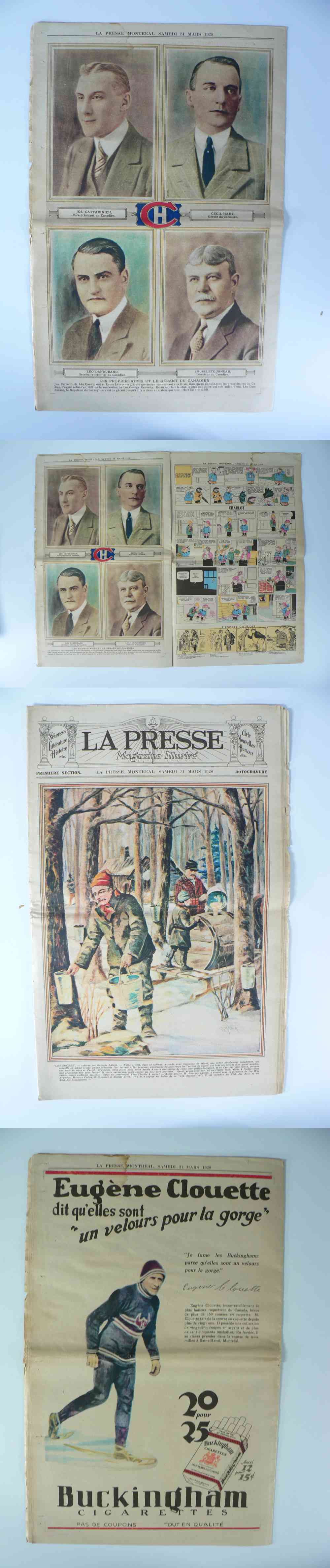 1928 LA PRESSE FULL NEWSPAPER INSIDE PHOTO L. DANDURAND photo