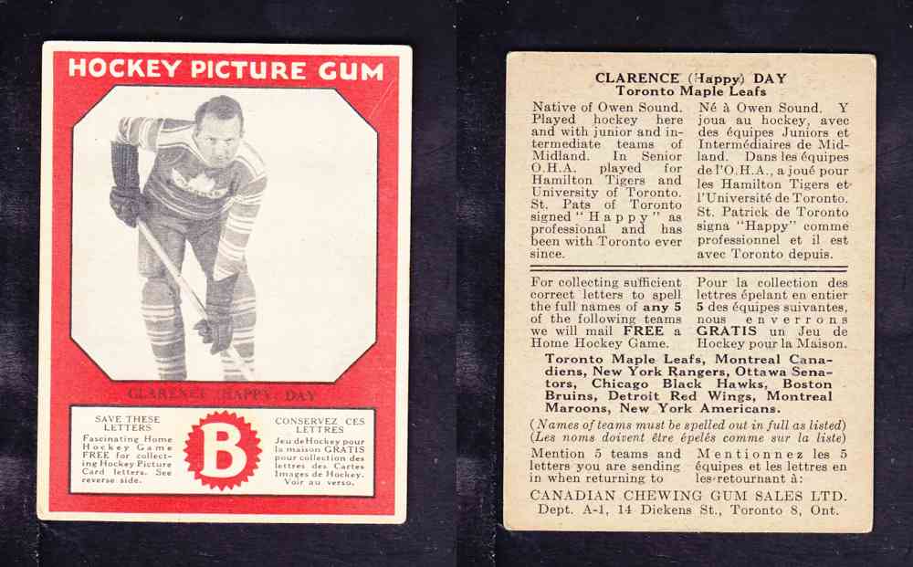 1933-34 CANADIAN CHEWING GUM HOCKEY CARD C. DAY photo