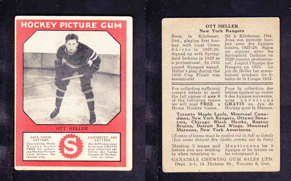 1933-34 CANADIAN CHEWING GUM HOCKEY CARD O. HELLER photo