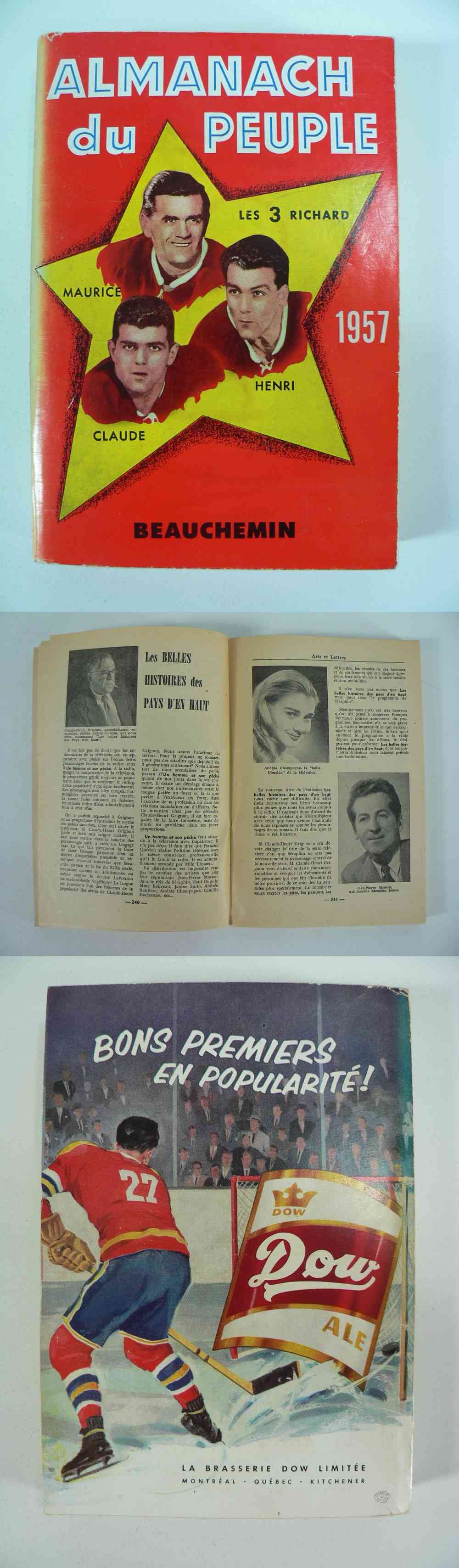 1957 ALMANACH DU  PEUPLE MONTREAL CANADIENS ON COVER M. RICHARD photo