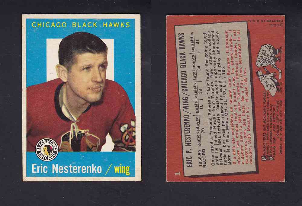 1959-60 TOPPS HOCKEY CARD #1 E. NESTERENKO photo