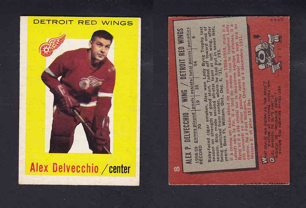 1959-60 TOPPS HOCKEY CARD #8 A. DELVECCHIO photo