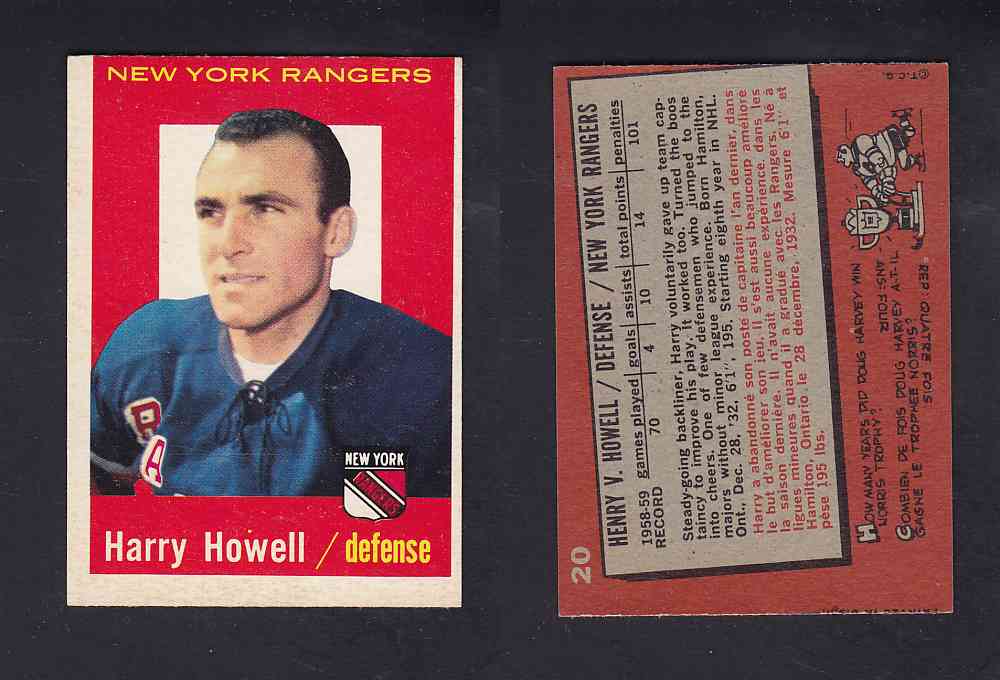 1959-60 TOPPS HOCKEY CARD #20 H. HOWELL photo