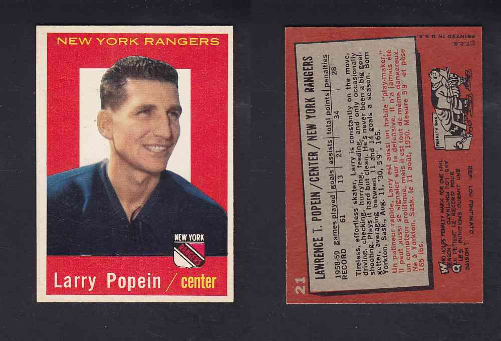 1959-60 TOPPS HOCKEY CARD #21 L. POPEIN photo