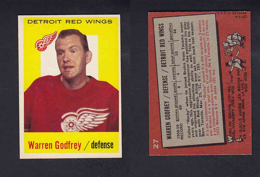 1959-60 TOPPS HOCKEY CARD #27 W. GODFREY photo