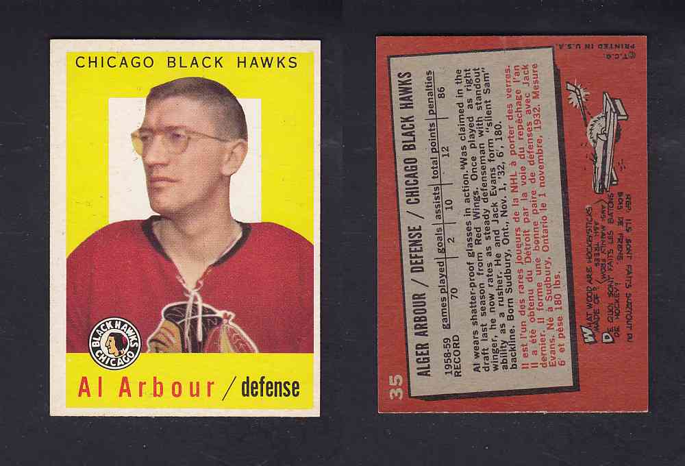 1959-60 TOPPS HOCKEY CARD #35 A. ARBOUR photo