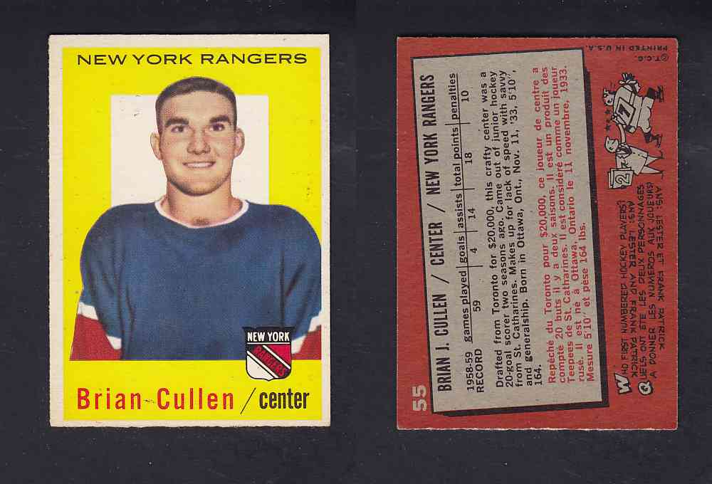 1959-60 TOPPS HOCKEY CARD #55 B. CULLEN photo