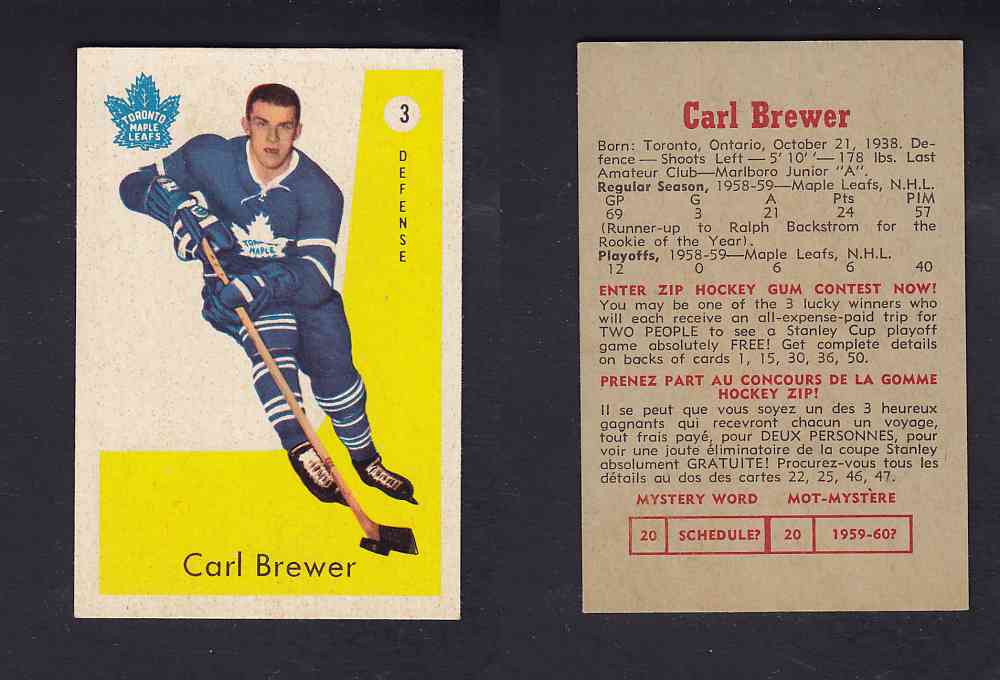 1959-60 PARKHURST HOCKEY CARD #3 C. BREWER photo