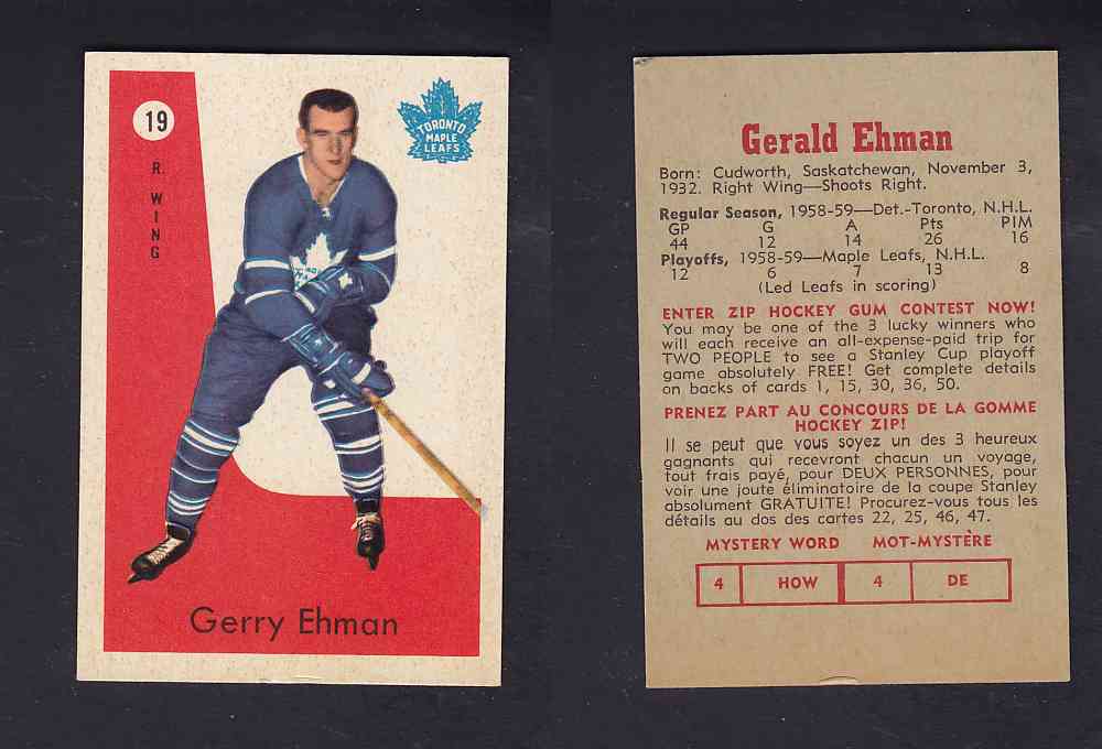 1959-60 PARKHURST HOCKEY CARD #19 G. EHMAN photo