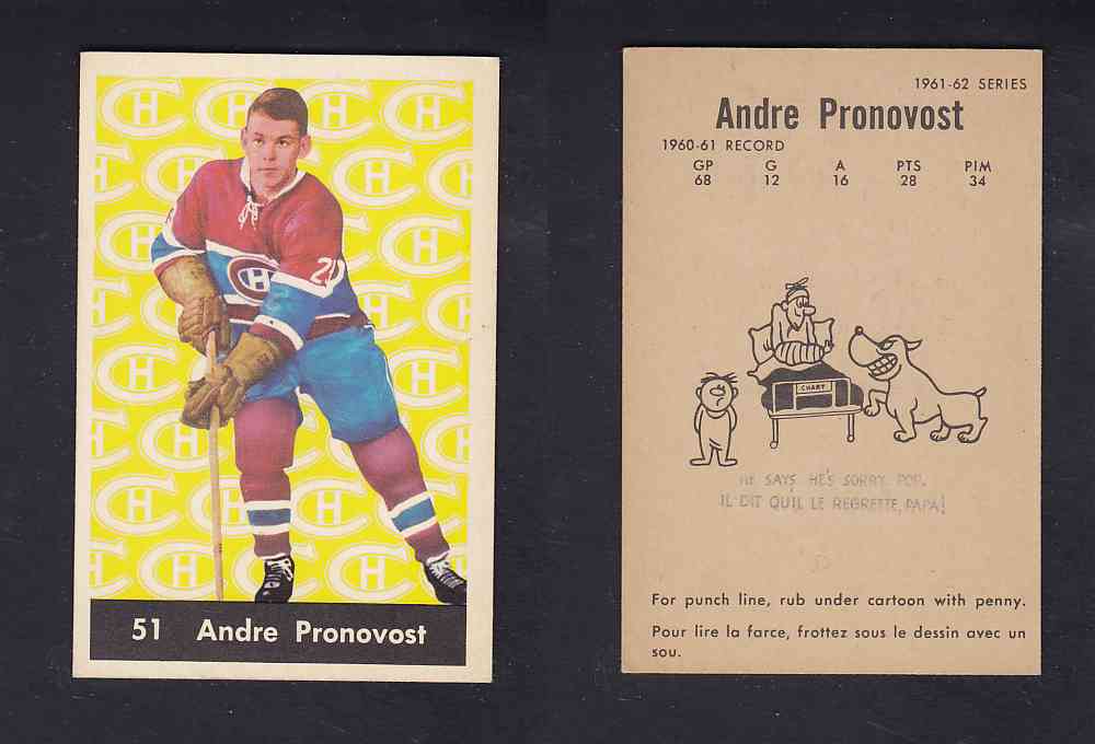 1961-62 PARKHURST HOCKEY CARD #51 A. PRONOVOST photo