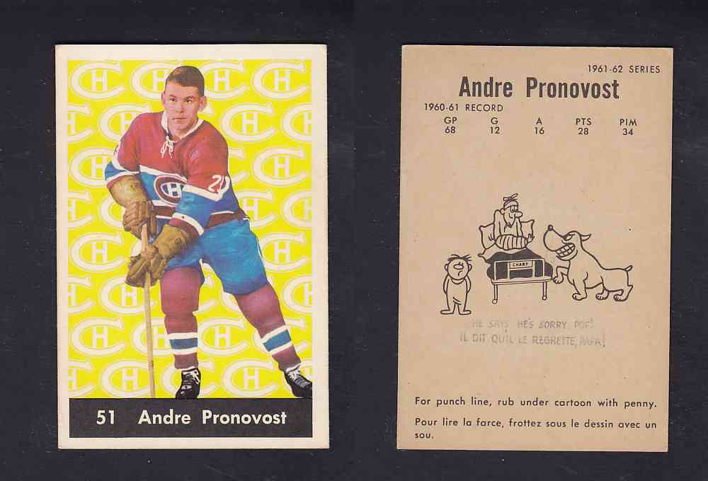 1961-62 PARKHURST HOCKEY CARD #51 A. PRONOVOST photo