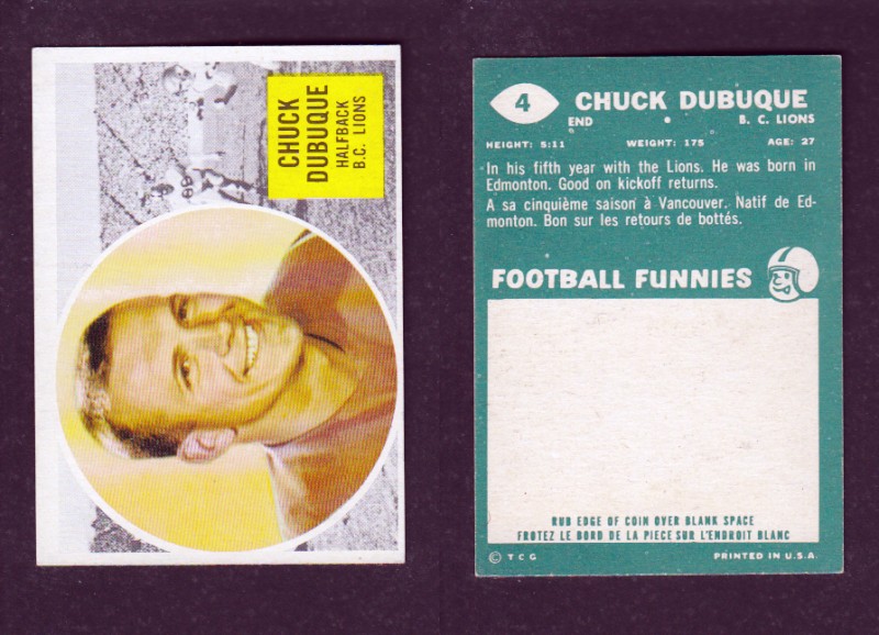 1960 CFL TOPPS FOOTBALL CARD #4 C. DUBUQUE photo