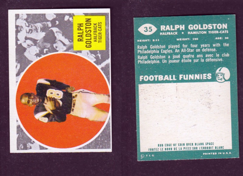 1960 CFL TOPPS FOOTBALL CARD #35 R. GOLDSTON photo