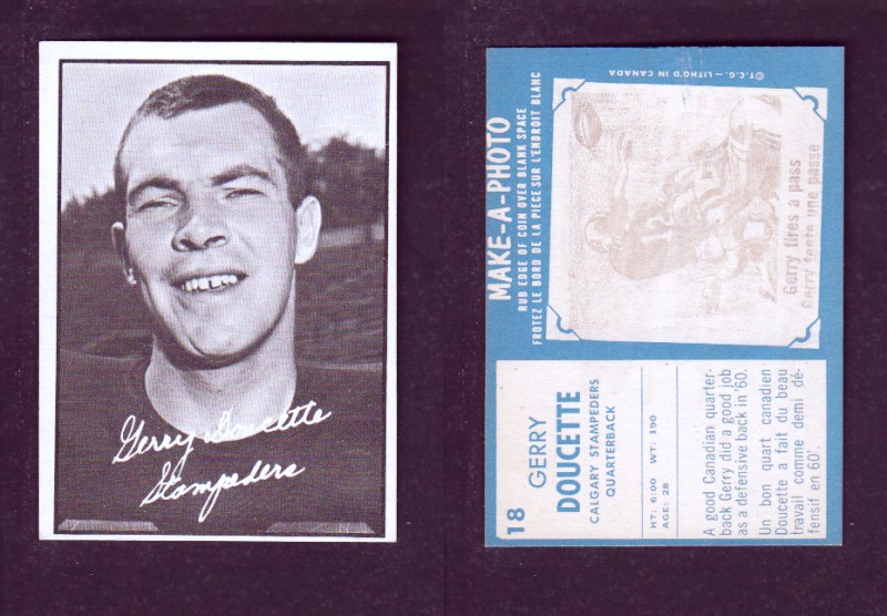 1961 CFL TOPPS FOOTBALL CARD #18 G. DOUCETTE photo