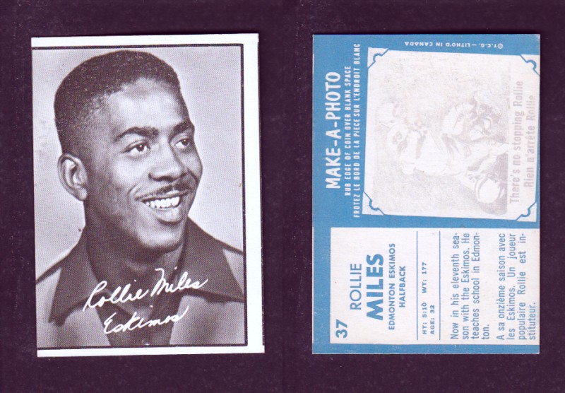 1961 CFL TOPPS FOOTBALL CARD #37 R. MILES photo