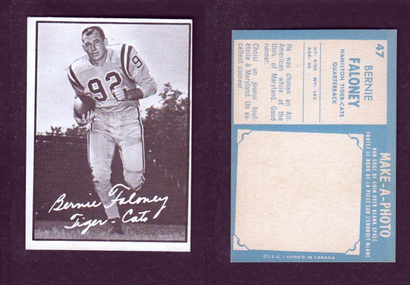 1961 CFL TOPPS FOOTBALL CARD #47 B. FALONEY photo