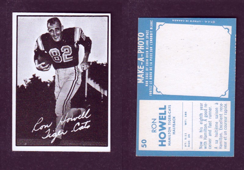 1961 CFL TOPPS FOOTBALL CARD #50 R. HOWELL photo