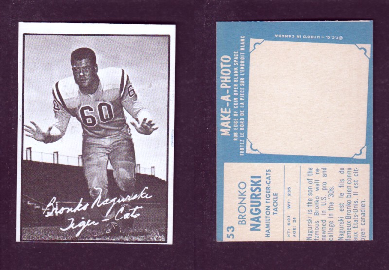1961 CFL TOPPS FOOTBALL CARD #53 B. NAGURSKI photo